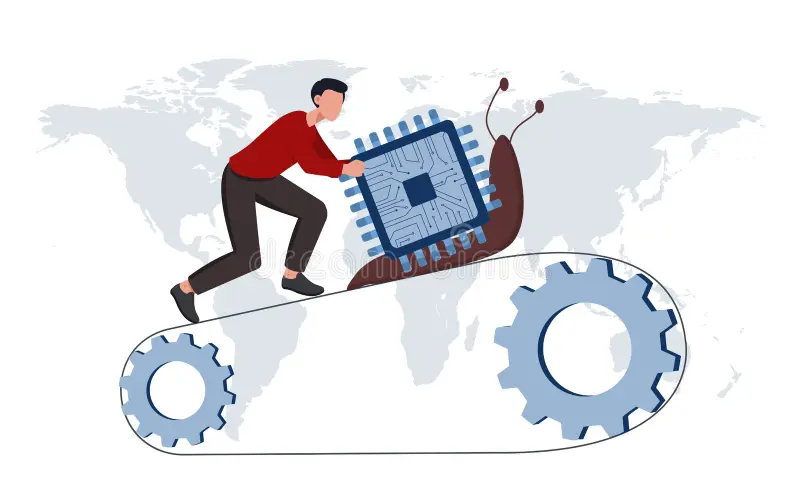 Illustration of a slow phone with a loading spinner